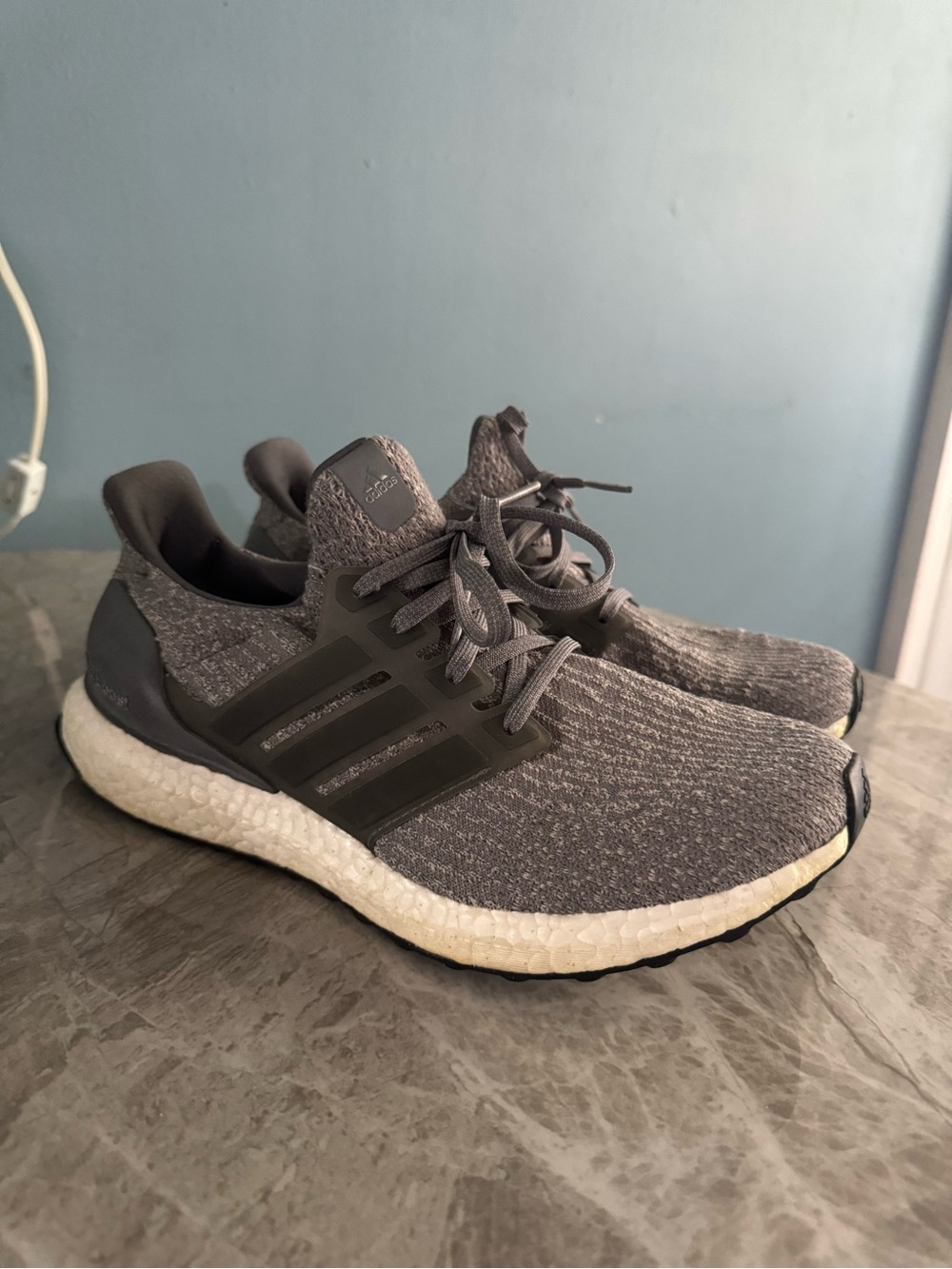 Adidas Women’s Grey Knit Ultra Boost Running Shoes size 9